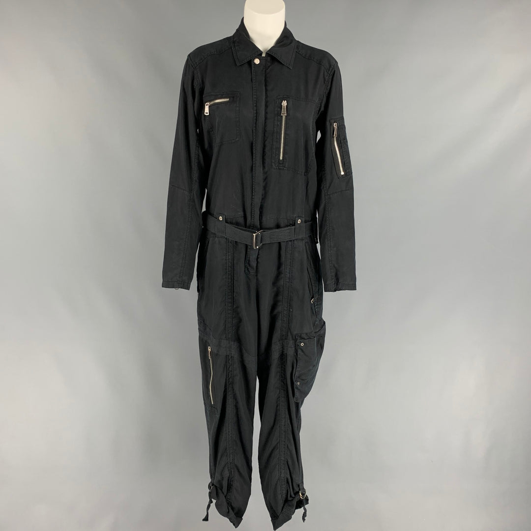 POLO by RALPH LAUREN Size 6 Black Lyocell Belted Jumpsuit