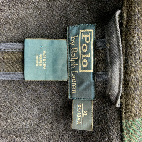 POLO by RALPH LAUREN Size XL Blackwatch Plaid Wool Double Breasted Peacoat