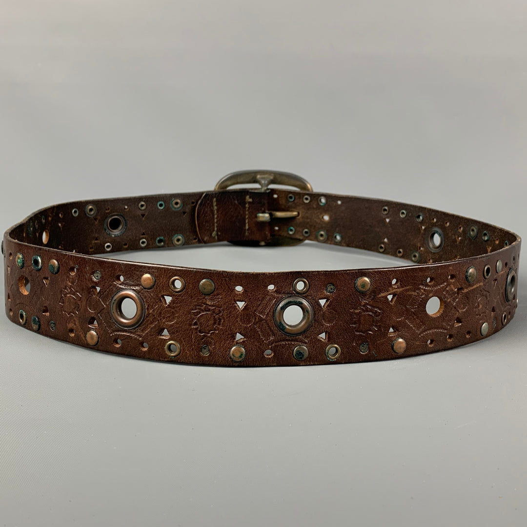 DSQUARED2 Size M Brown Perforated Leather Belt