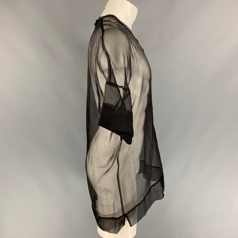 SILENT by DAMIR DOMA Size S Black See-Through Silk V-Neck T-shirt