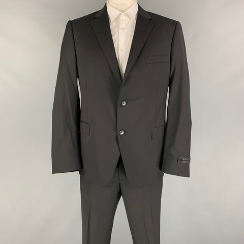 SAKS FIFTH AVENUE by Samuelsohn Size 44 Regular Black Wool Notch Lapel Suit