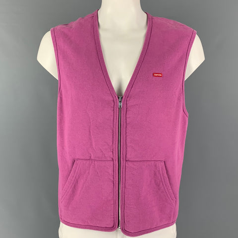 SUPREME Size M Pink Cotton Zip Up Vest