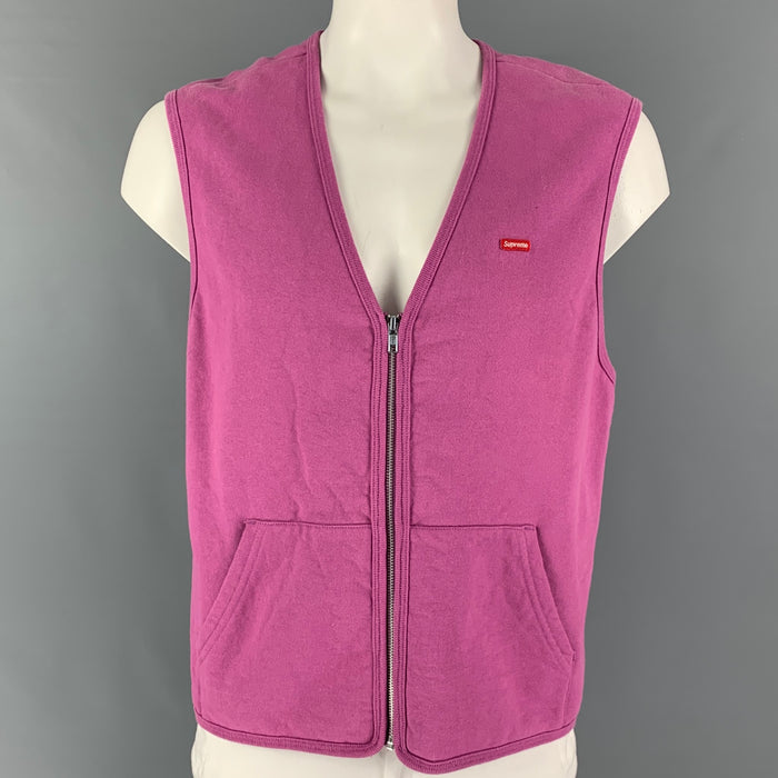 SUPREME Taille M Gilet Zippé en Coton Rose