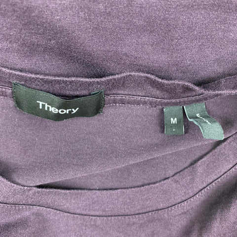 THEORY Size M Eggplant Silk Cotton Crew-Neck T-shirt
