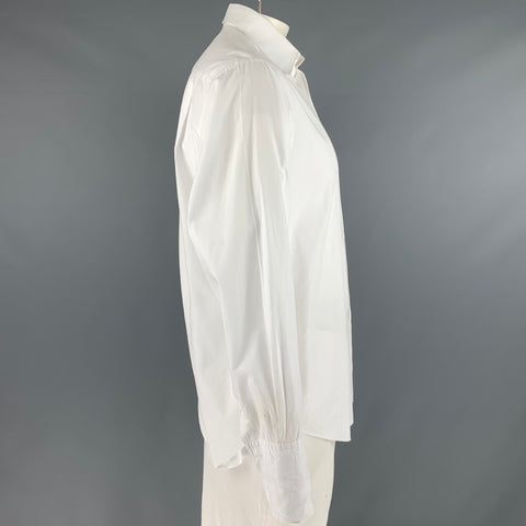 ARMANI COLLEZIONI Size L White Cotton Tuxedo Long Sleeve Shirt