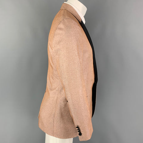 LANVIN Talla 40 Abrigo deportivo con solapa de pico en mezcla de poliamida metalizada rosa y negro