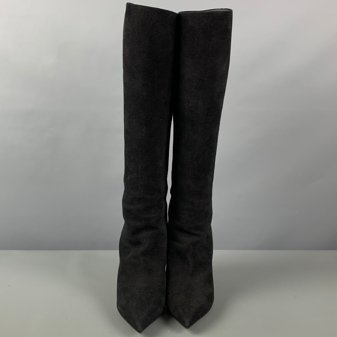LOUIS VUITTON Size 7 Black Suede Pull On Boots