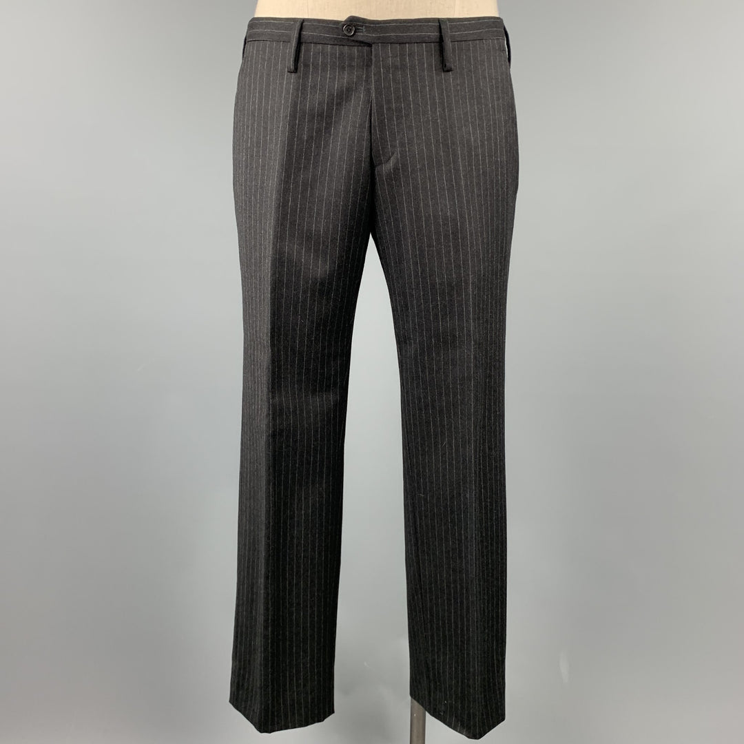 NEIL BARRETT Size 42 Regular Charcoal Stripe Wool Notch Lapel Suit