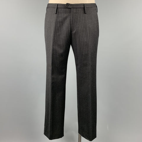 NEIL BARRETT Size 42 Regular Charcoal Stripe Wool Notch Lapel Suit