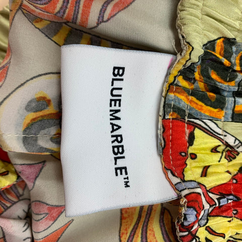 BLUEMARBLE Size S Multi-Color Print Silk Elastic Waistband Casual Pants