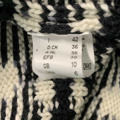 MISSONI Size 6 Black & White Wool Knitted Jacket (Outdoor)