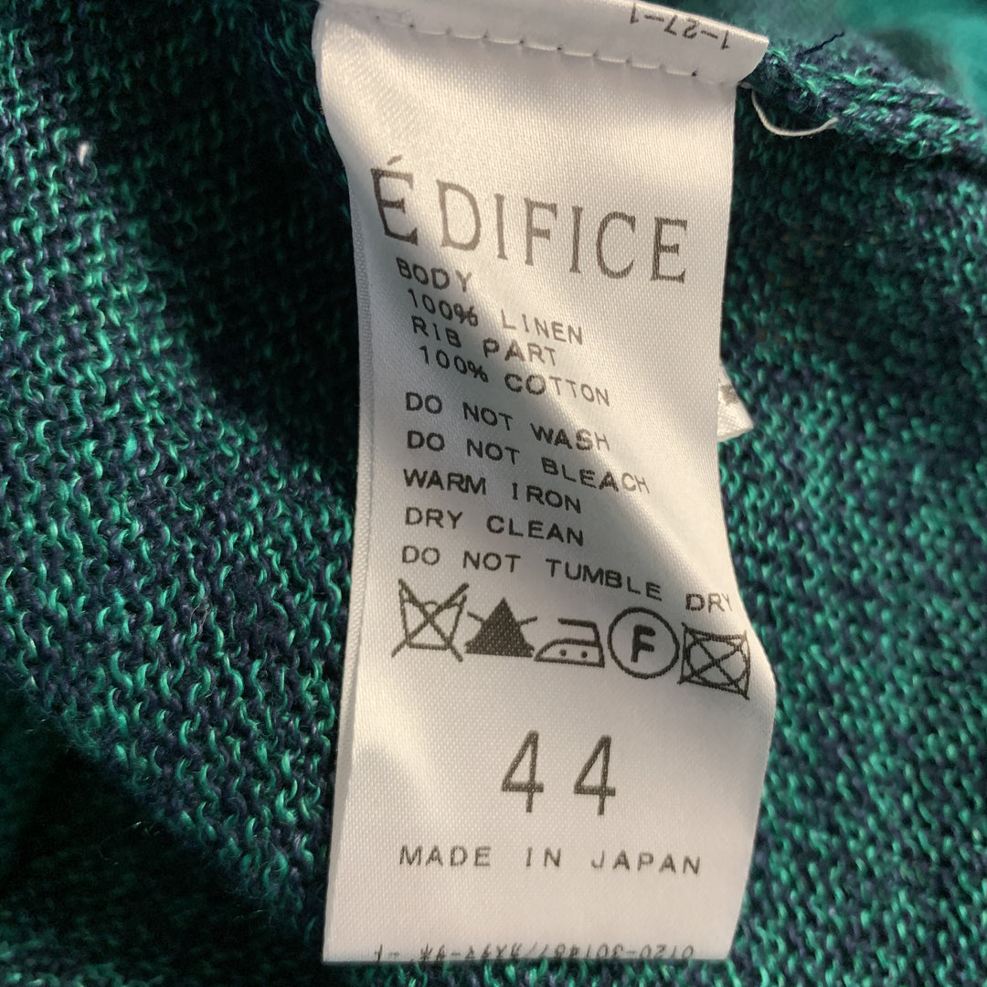 EDIFICE Size XS Teal Heather Knitted Linen Buttoned Pockets Cardigan Sweater