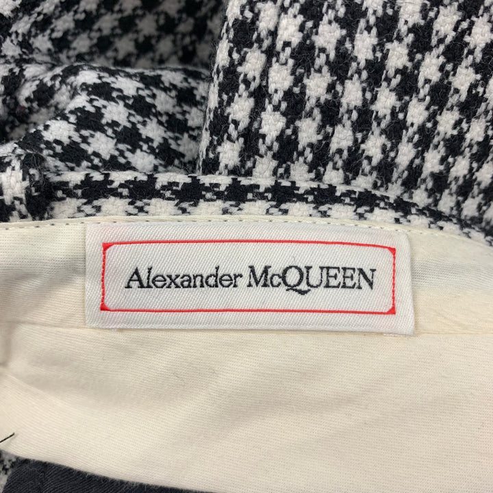 ALEXANDER MCQUEEN Size 32 Black White Houndstooth Wool Dress Pants