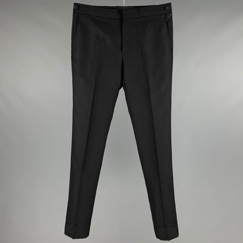 MARC JACOBS Size 32 Black Wool Blend Tuxedo Dress Pants