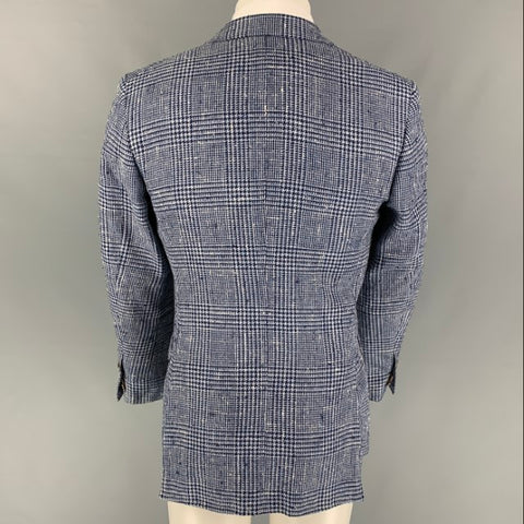 SUIT SUPPLY Size 38 Navy Blue Houndstooth Silk Blend Sport Coat