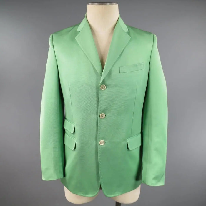 DSQUARED2 40 R Light Green Cotton Silk Faille Sport Coat