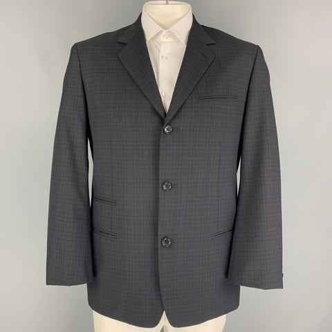 Y's by YOHJI YAMAMOTO Size M Black Brown Checkered Notch Lapel Sport Coat