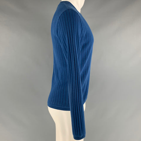 PAUL SMITH Size M Blue Ribbed Cotton Pullover