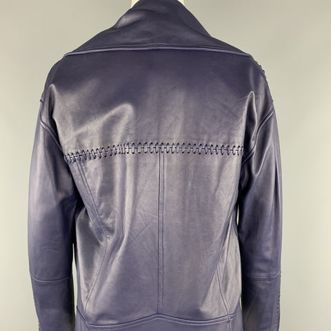 REBECCA MINKOFF Taille XS Veste de motard en cuir d’agneau bleu marine