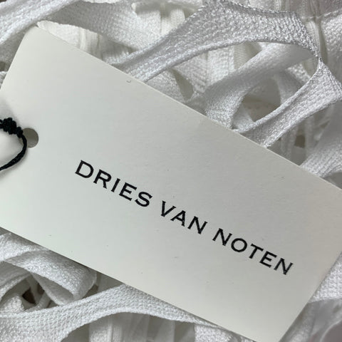 DRIES VAN NOTEN Spring-Summer 2021 Size M White Polyester Mesh Elastic Waistband Skirt