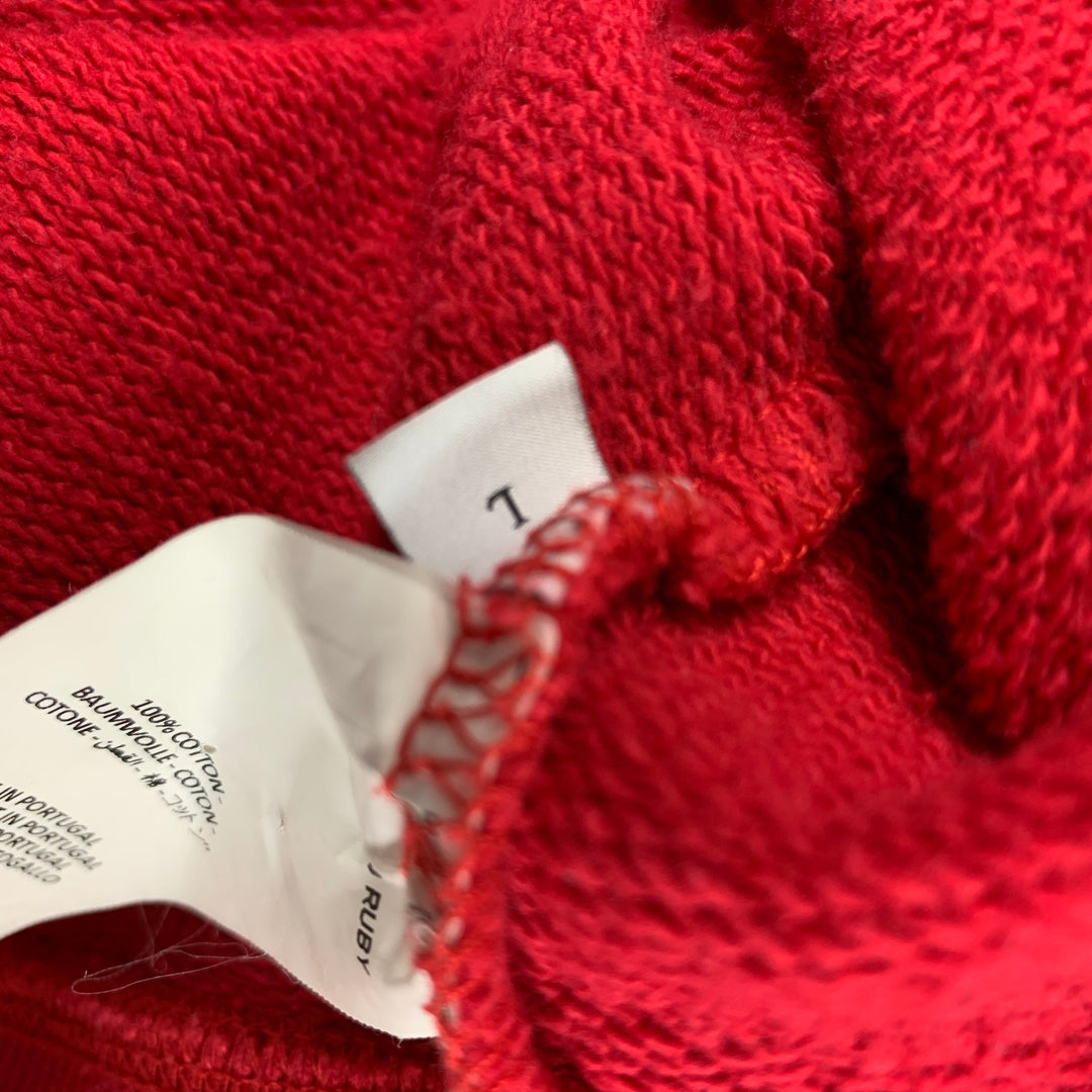 J.W.ANDERSON Size L Red White University Cotton Hoodie Sweatshirt