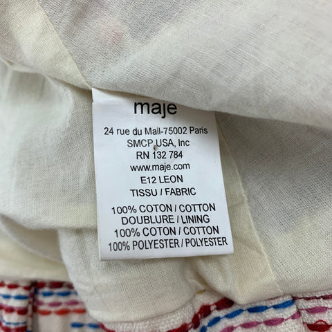 MAJE Size 0 White & Red Cotton Embroidered Jacket