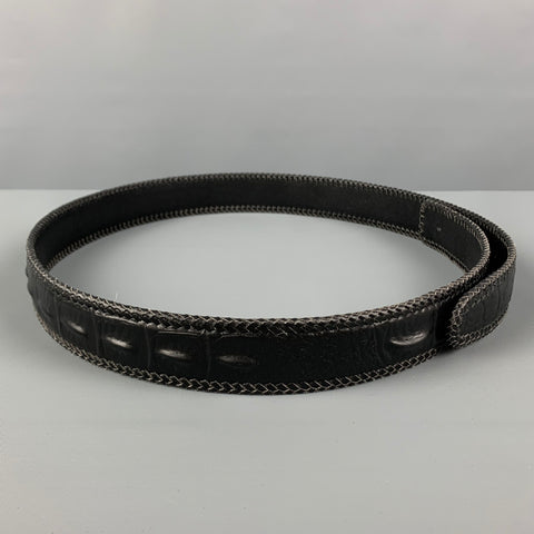 CUSTOM MADE Black Textured Alligator Leather Belt Strap