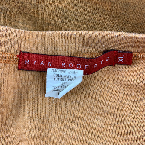 RYAN ROBERTS Size L Honey Polyester Blend Crew-Neck Pullover