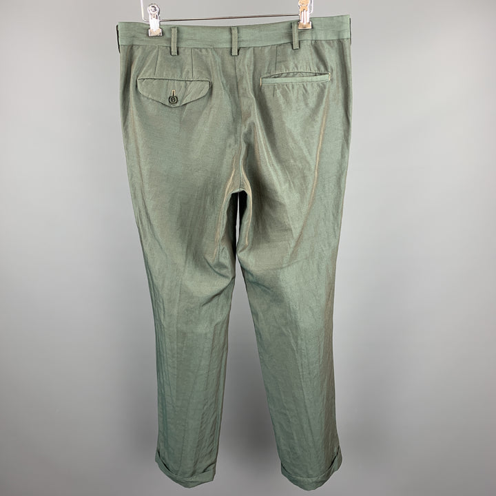 COMME des GARCONS HOMME PLUS Size M Green Two Toned Iridescent Zip Fly Casual Pants