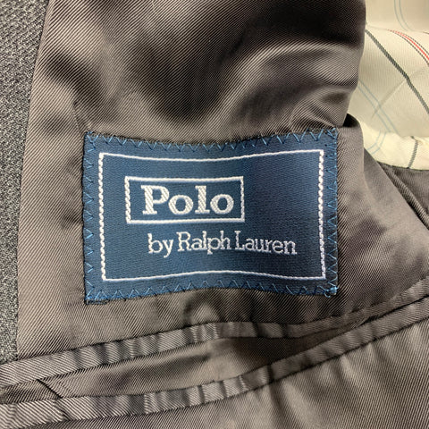 POLO by RALPH LAUREN Size 38 Charcoal & Grey Pinstripe Virgin Wool Notch Lapel Suit