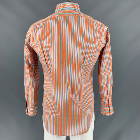 POLO by RALPH LAUREN Size S Orange & Green Stripe Cotton Long Sleeve Shirt