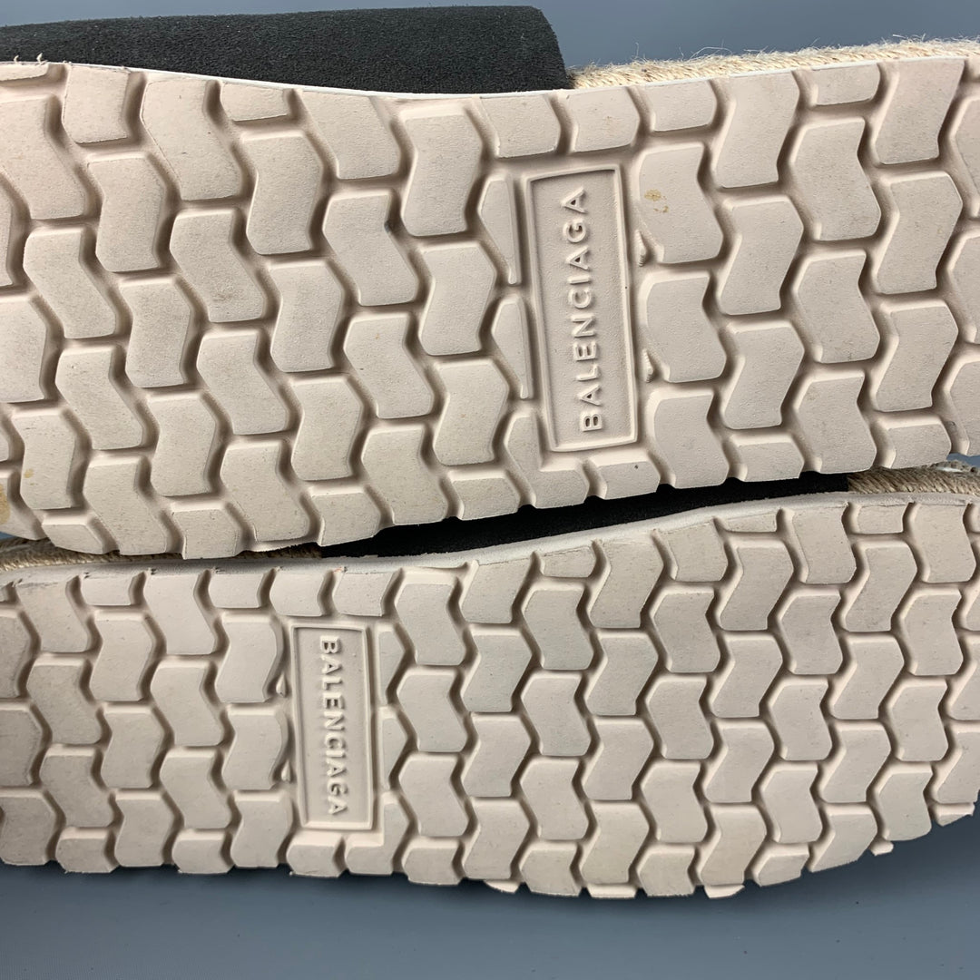 BALENCIAGA Size 11 Grey Black Natural Rope Espadrille Sandals