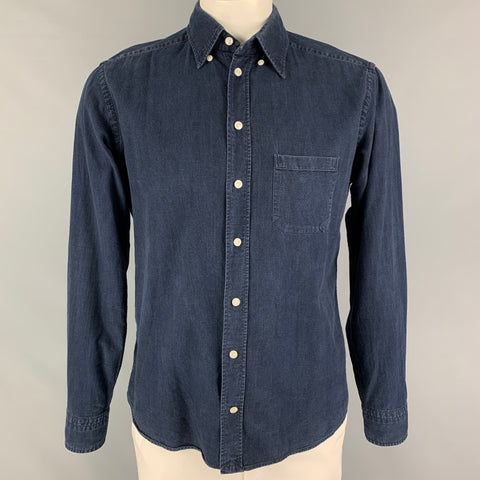 ETON Taille L Chemise à manches longues en coton indigo