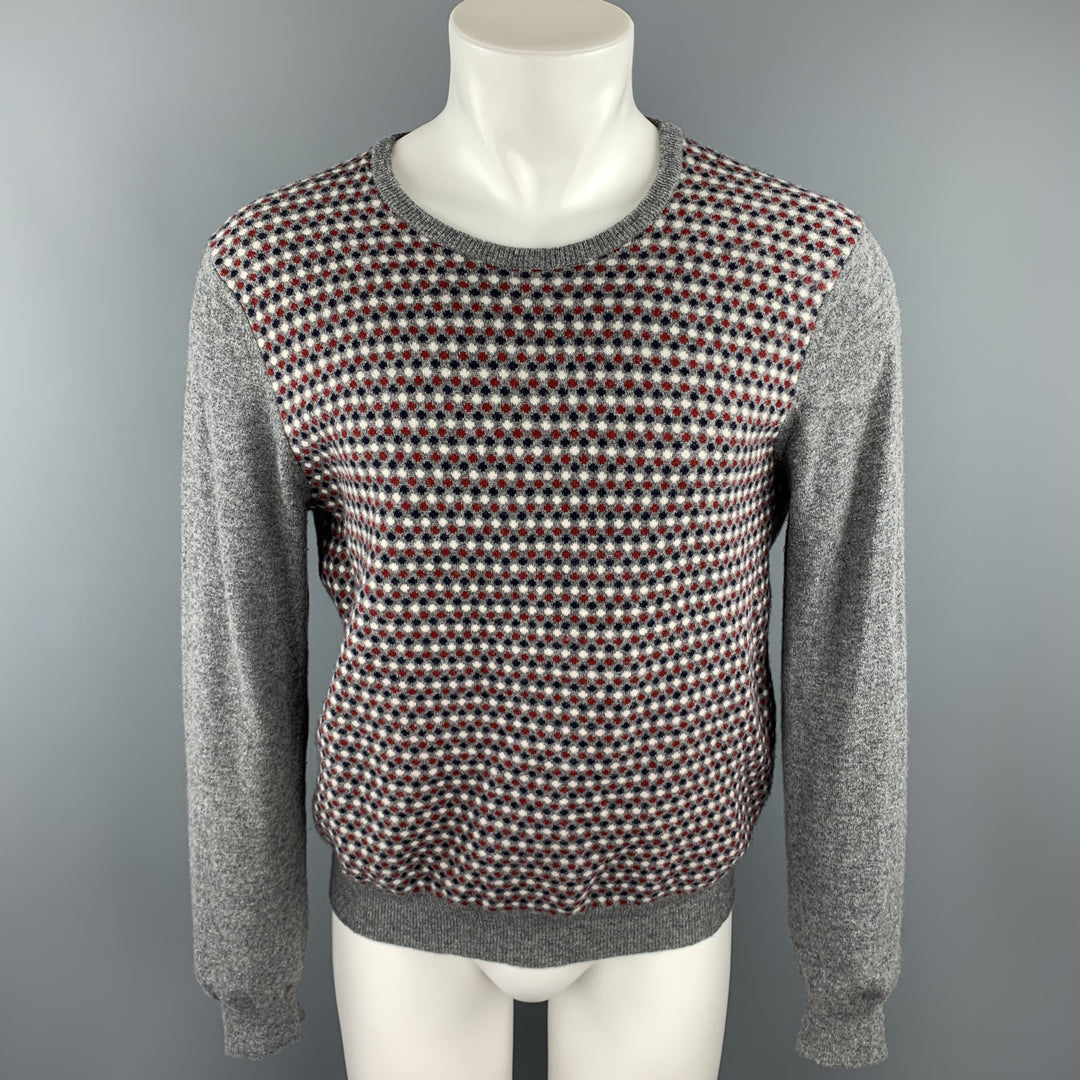 RODA Size M Grey Dots Wool / Cashmere Crew-Neck Pullover