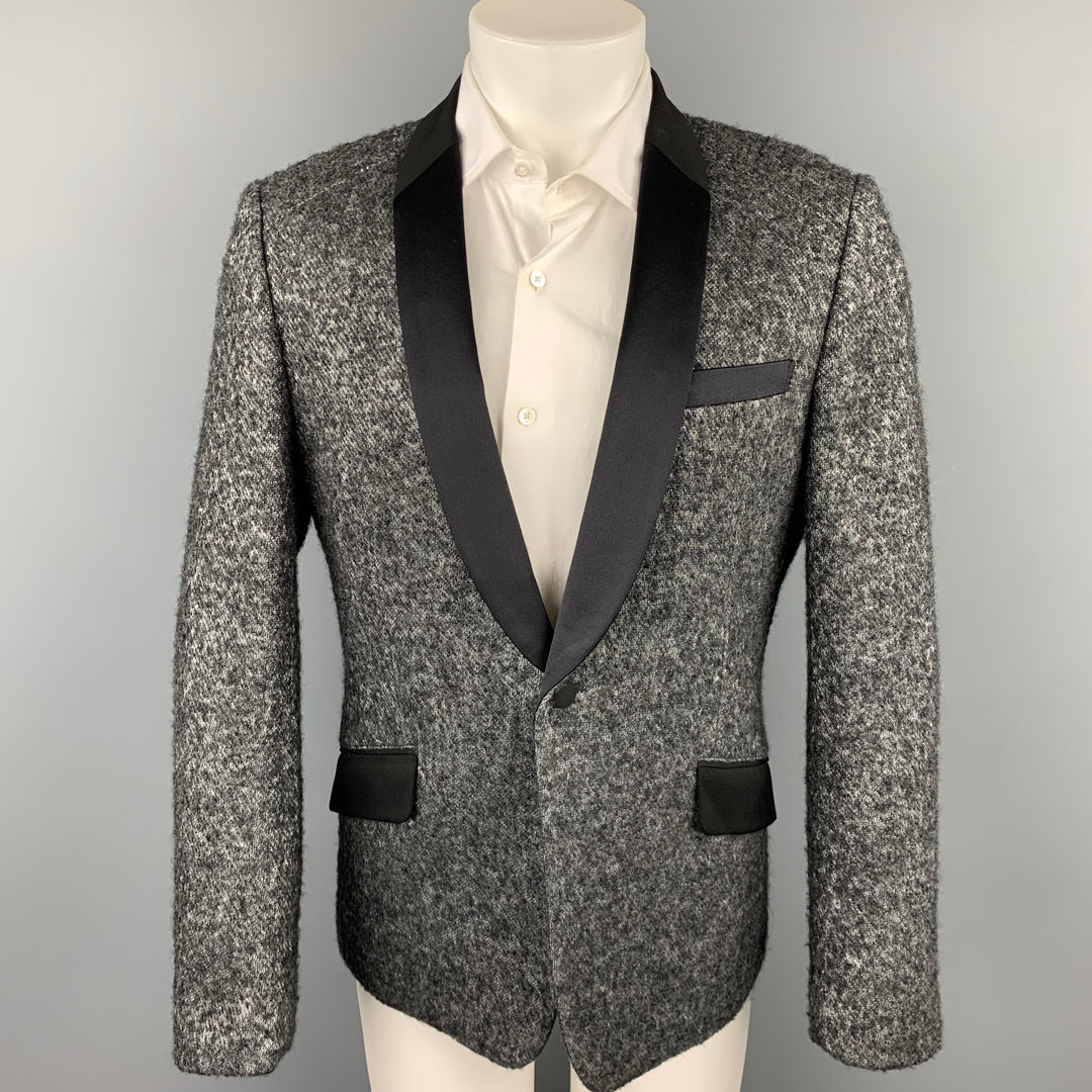 JUNYA WATANABE Taille XL Manteau de sport en mélange de laine tweed argenté et noir