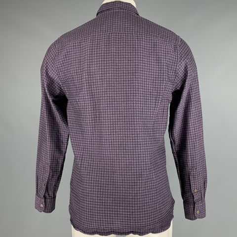 TED BAKER Size M Purple Black Checkered Cotton Long Sleeve Shirt