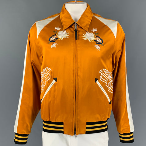 COACH x Keith Haring Size XL Orange White Embroidery Viscose Cotton Jacket