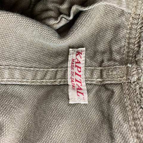 KAPITAL Size XL Olive Cotton Drop-Crotch Casual Pants