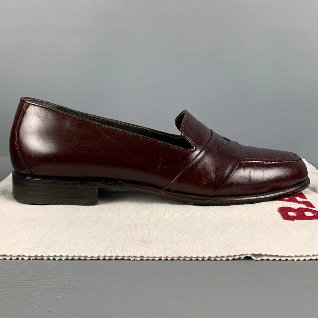 BALLY Aston Size 8.5 Burgundy Leather Round Toe Loafers
