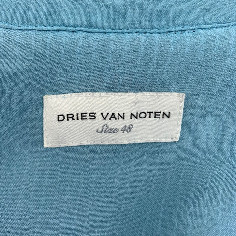 DRIES VAN NOTEN FW 22 Size S Light Blue Sequined Viscose Long Sleeve Shirt