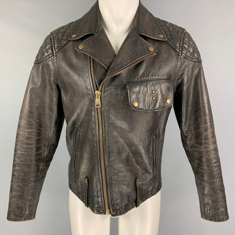 TODD SNYDER Size M Brown Antique Leather Biker Jacket