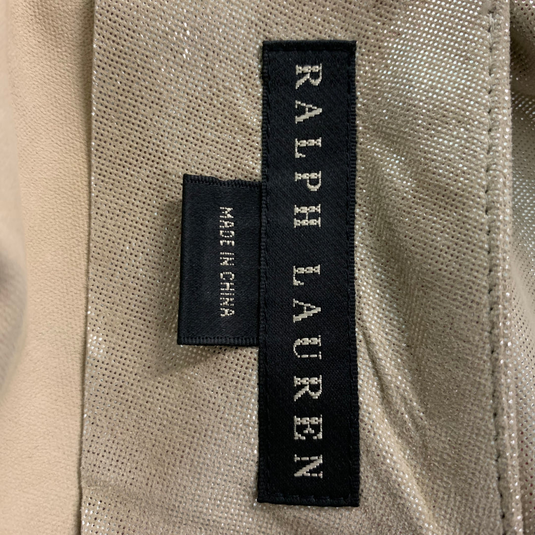 RALPH LAUREN Taille 2 Pull sans manches en daim froncé en daim argenté beige