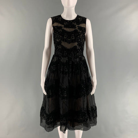 RED VALENTINO Vestido evasé de encaje negro Talla XS