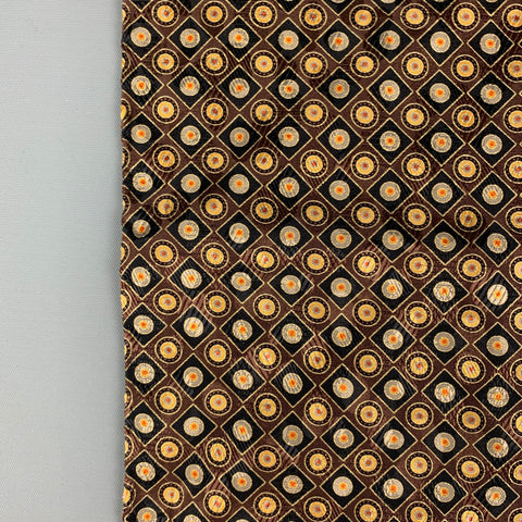 STEFANO RICCI Brown Gold Dots Silk Pocket Square