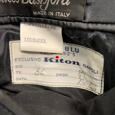 KITON Size 46 Black Wool Notch Lapel Sport Coat