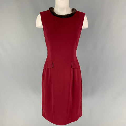 TWIN-SET by Simona Barbieri Size 2 Burgundy Polyester Sleeveless Dress