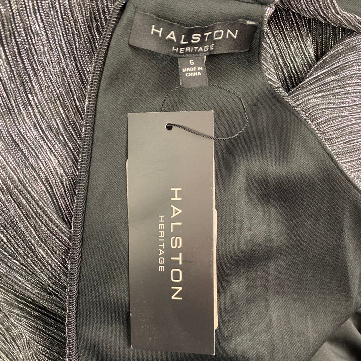 HALSTON HERITAGE Size 6 Silver & Black Polyester Blend Cocktail Dress