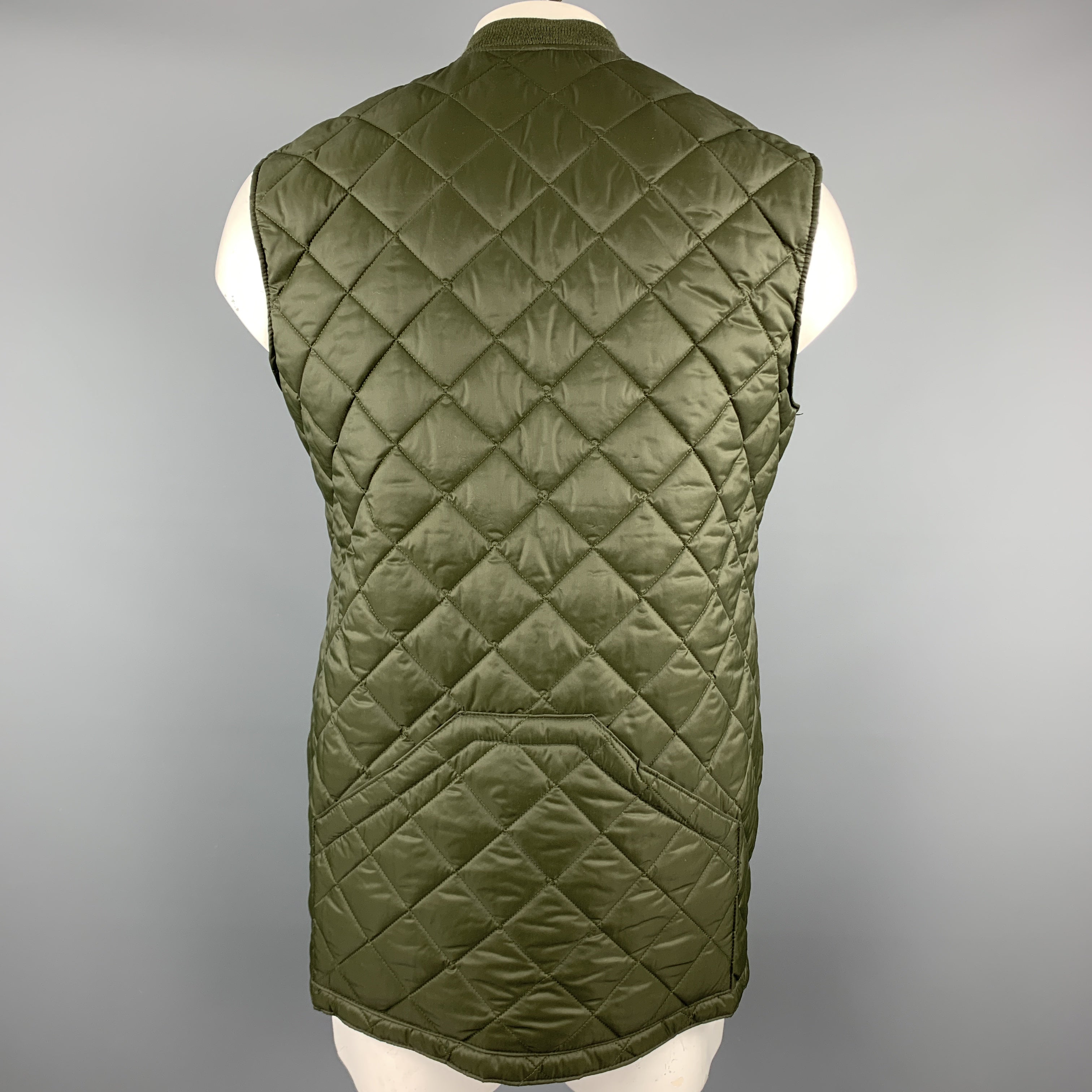 ジャケット・アウター JOHN PARTRIDGE PADDED VEST SIZE M green JOHN PARTRIDGE Size M Forest Green Quilted Nylon Snaps Vest