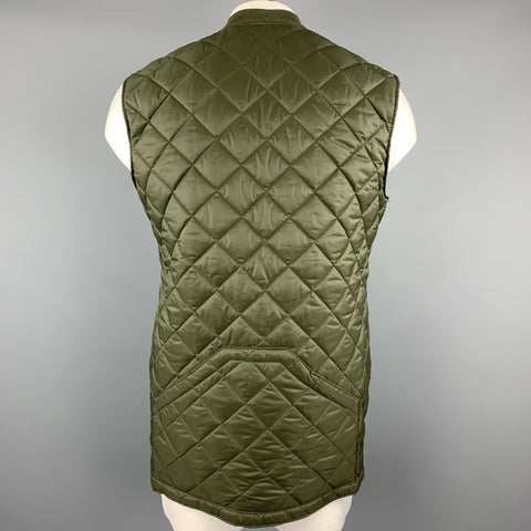 JOHN PARTRIDGE Size M Forest Green Quilted Nylon Snaps Vest