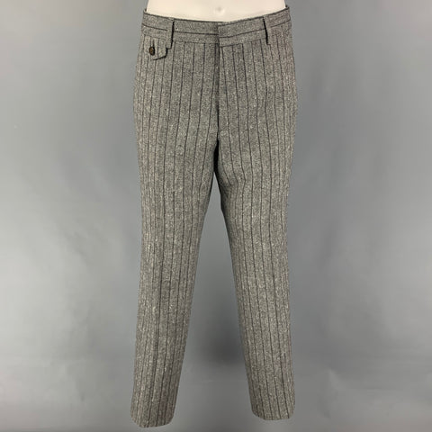 GUCCI Size 38 Grey Stripe Wool Blend Notch Lapel Suit
